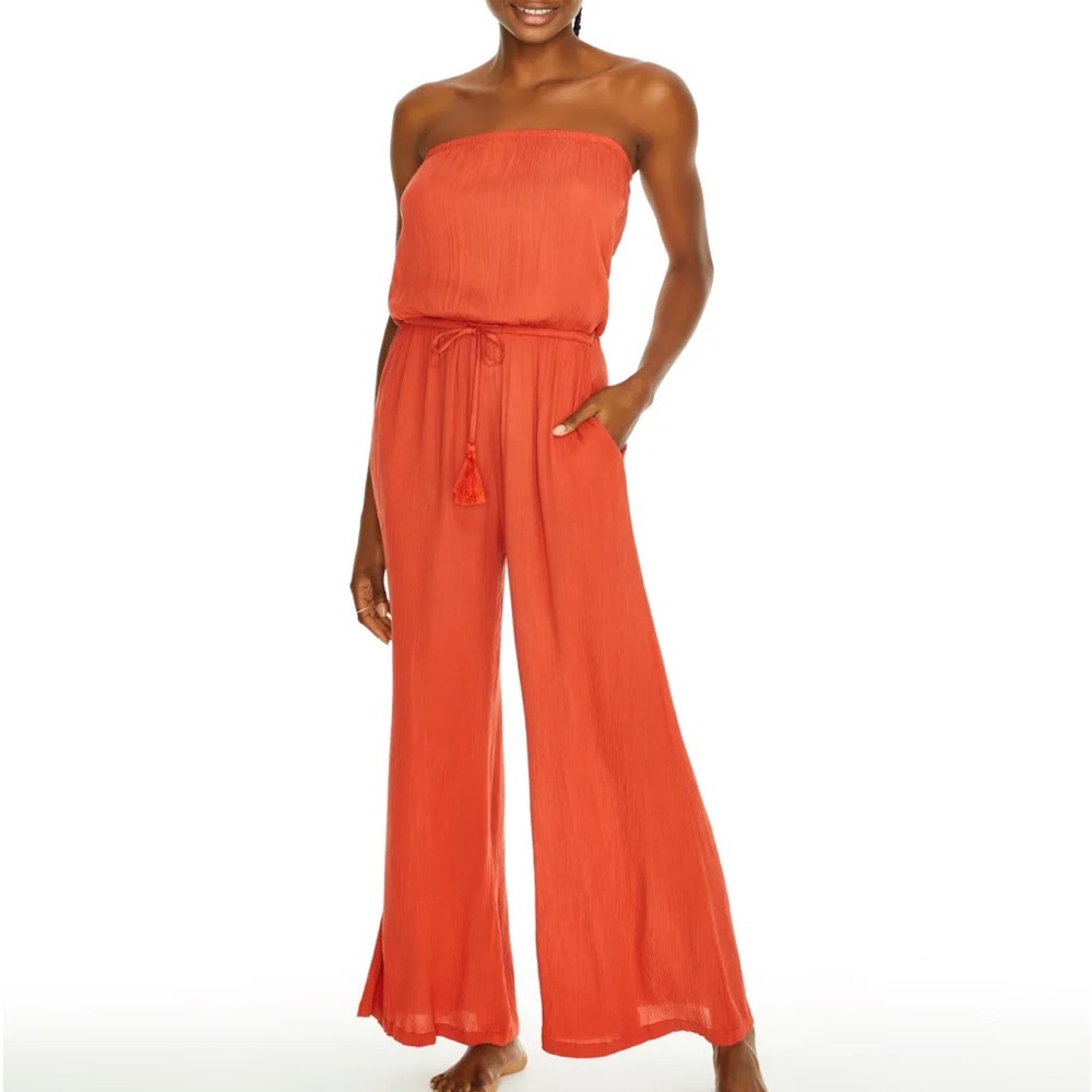 Elan Strapless Jumpsuit Burnt Orange